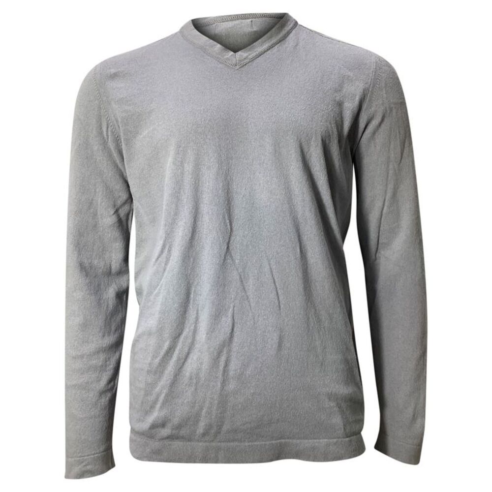 Stone Island Button-Embellished V-neck Sweatshirt in Grey Wool